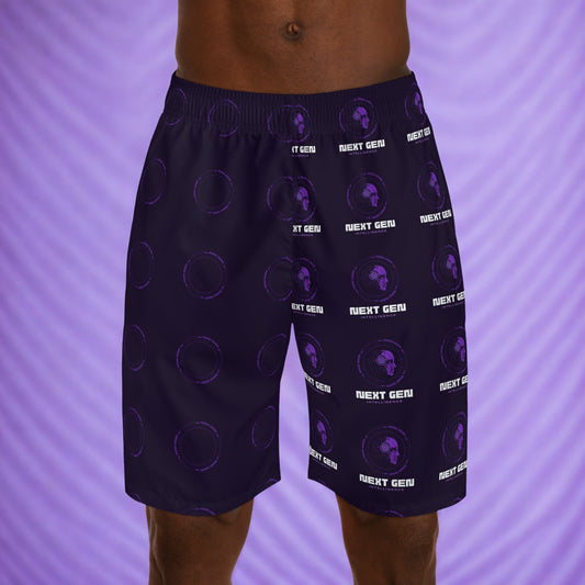Next Gen Men's Shorts, Purple Patterned Activewear - LUNAE GLOW