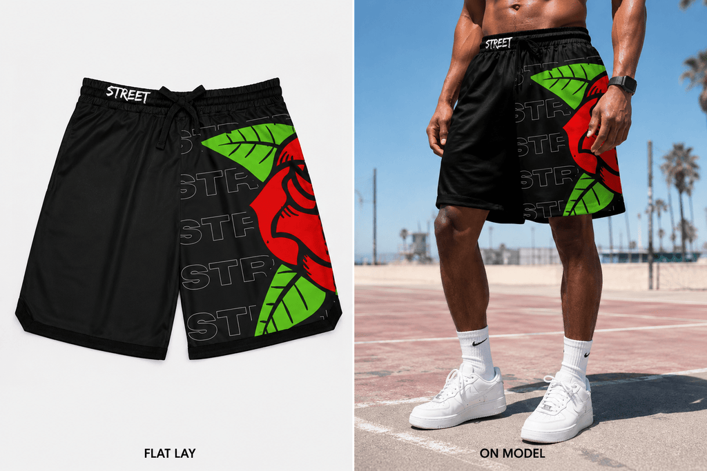 Borcelle Rose Court Shorts – Graphic Basketball Streetwear - LUNAE GLOW