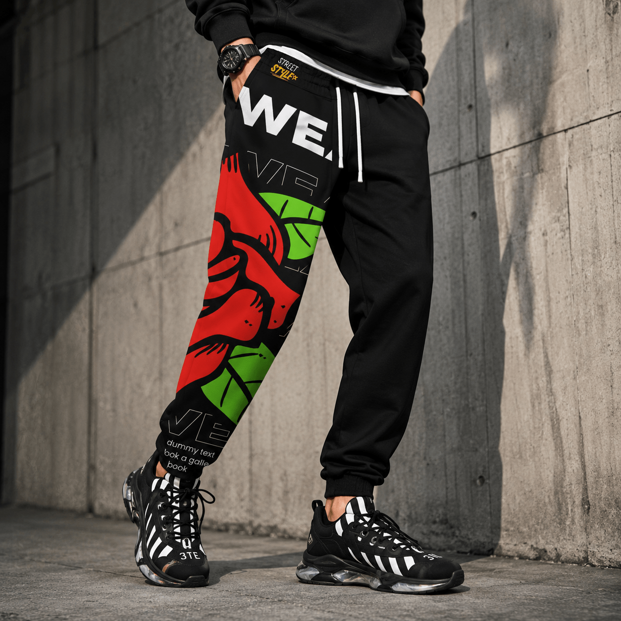 Borcelle Rose Motion Joggers – Floral Streetwear Performance Pants - LUNAE GLOW