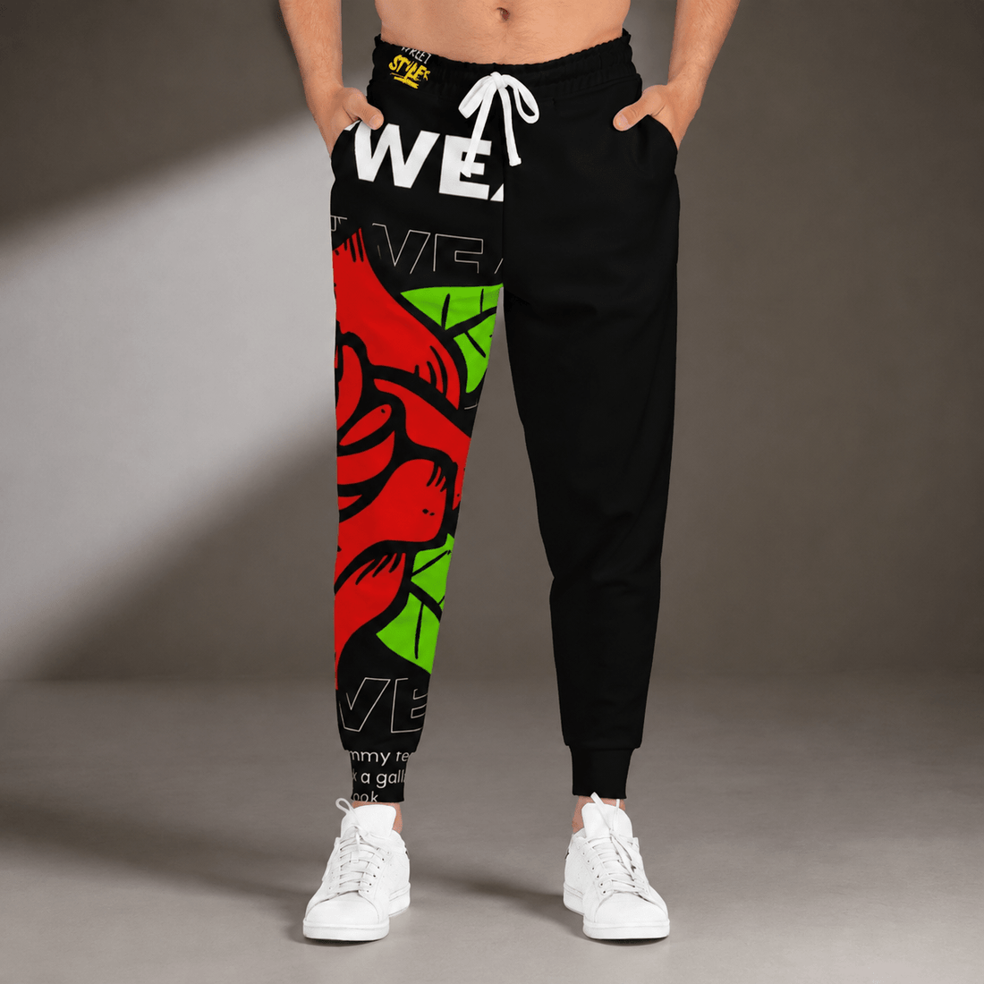 Rose Motion Joggers: Floral Graff Streetwear Performance Pants - LUNAE GLOW