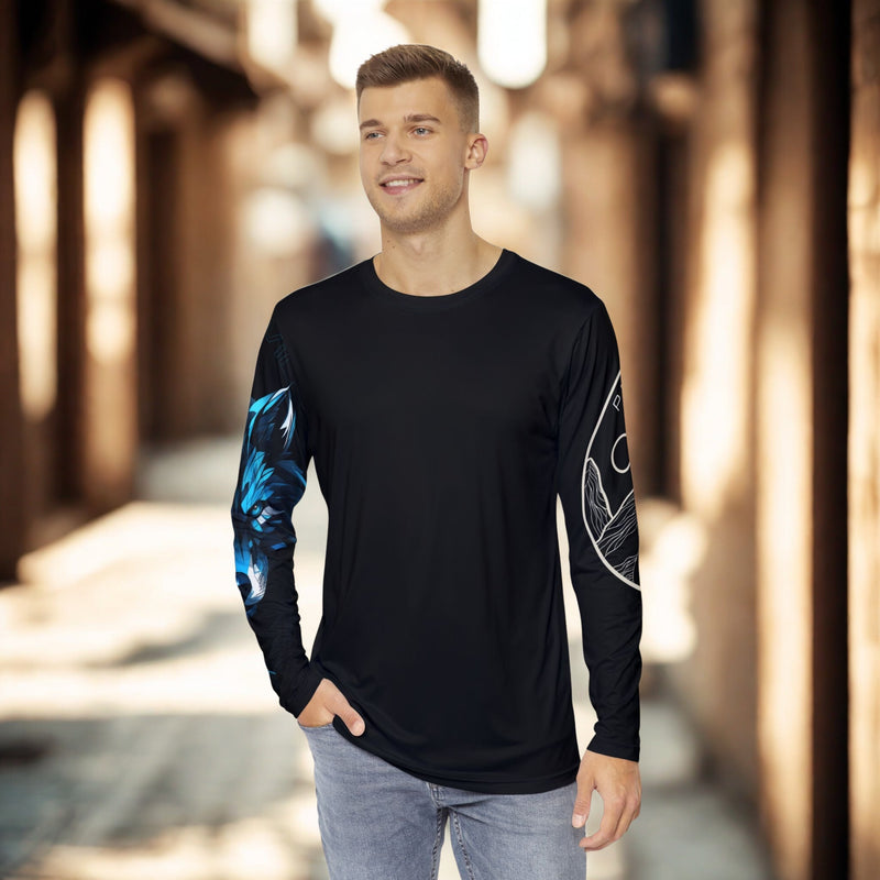 Vibrant Graphic Men's Long Sleeve Shirt - LUNAE GLOW